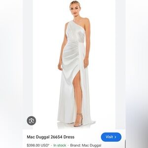 Mac Duggal One-Shoulder White Maxi Dress